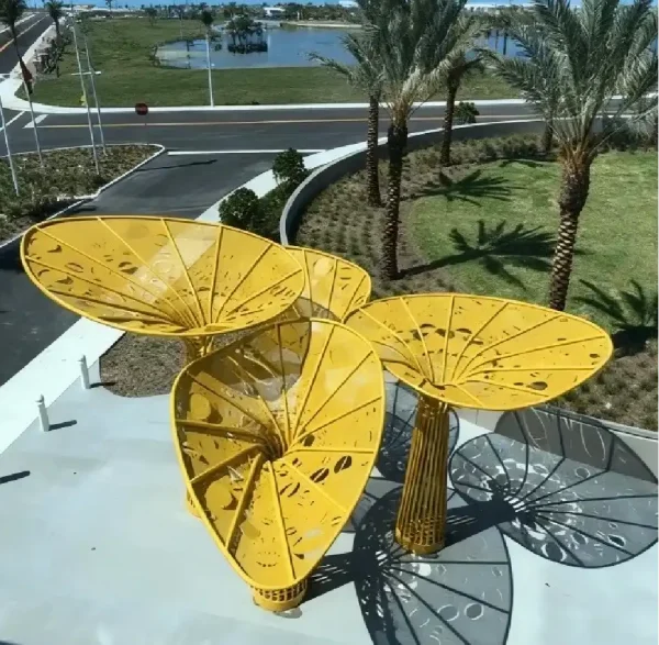 Hollow Perforated Stainless Steel Painted Pavilion Sculpture for Parks - China sculpture factory WEMEDEC (3) Hollow Perforated Stainless Steel Painted Pavilion Sculpture for Parks - China sculpture factory WEMEDEC (3)