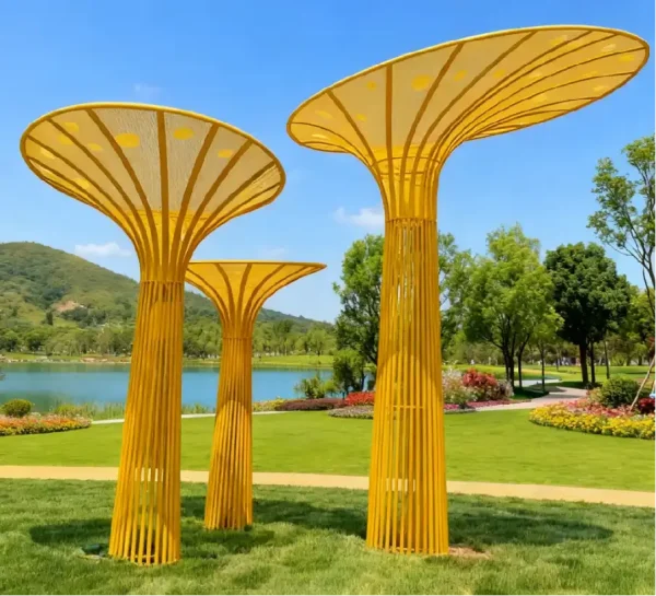 Hollow Perforated Stainless Steel Painted Pavilion Sculpture for Parks - China sculpture factory WEMEDEC (4) Hollow Perforated Stainless Steel Painted Pavilion Sculpture for Parks - China sculpture factory WEMEDEC (4)