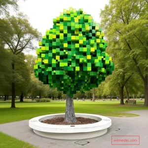 Leandro Erlich Concept Pixel Tree Sculpture made by China Factory Supplier WEMEDEC (1)