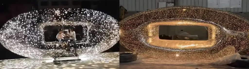 Openwork Oval Metal Stainless Steel Material Lighting Sculpture made in China manufacturer WEMEDEC (3)