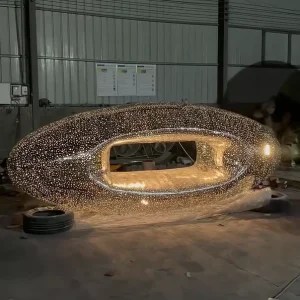 WEMEDEC oval shaped hollow out led lighting sculpture with holes in China factory