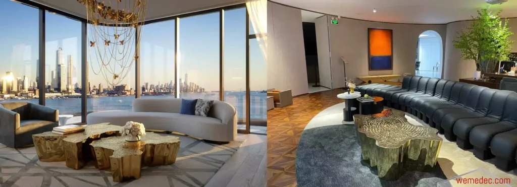 golden color tree stump art coffee table made by China seller WEMEDEC - Eden Gold Center Table