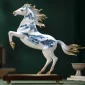 Bronze Horse Sculpture Ornament in Blue And White Porcelain Style - China company WEMEDEC (1)