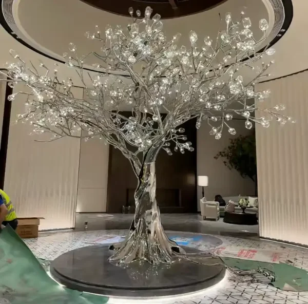 China 8-Meter High Mirror-Finished Stainless Steel Luminous Tree Sculpture WEMEDEC fabrication team China 8-Meter High Mirror-Finished Stainless Steel Luminous Tree Sculpture WEMEDEC fabrication team