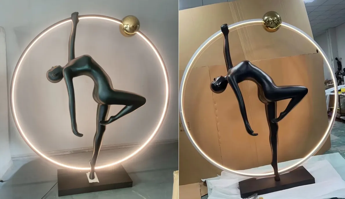 FRP plastic material balance ring dancer art sculpture from China supplier WEMEDEC company