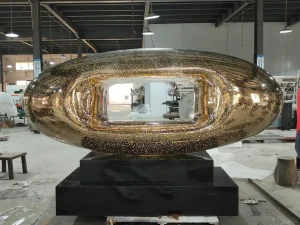 stainless steel oval shape water feature sculpture with light made by China supplier company WEMEDEC group-optimized