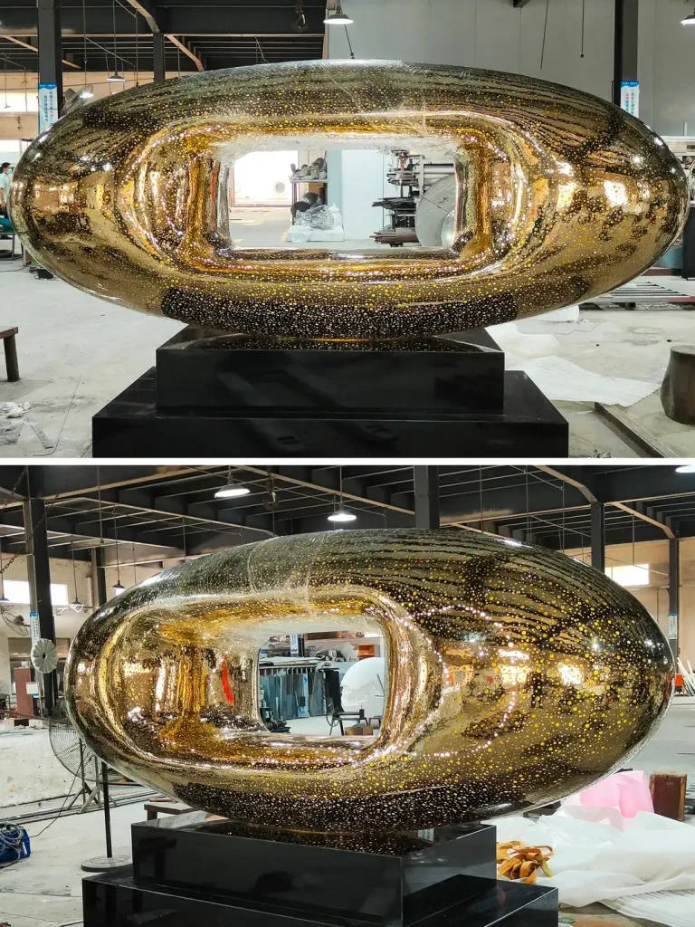 stainless steel oval shape waterfront sculpture with light made by China supplier company WEMEDEC group-optimized