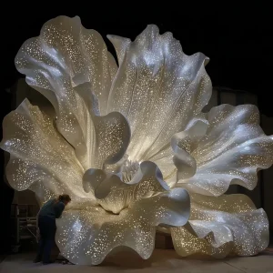 5-Meter High Illuminated Hollow FRP Magnolia Sculpture with LED Lighting - China WEMEDEC factory (2)
